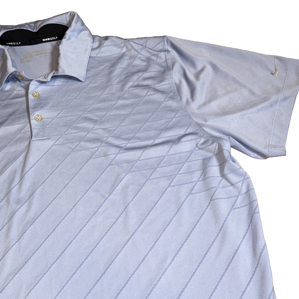 Nike Golf Shirt Mens 2XL Purple Baby Blue Polo Short Sleeve Tour Performance(153
